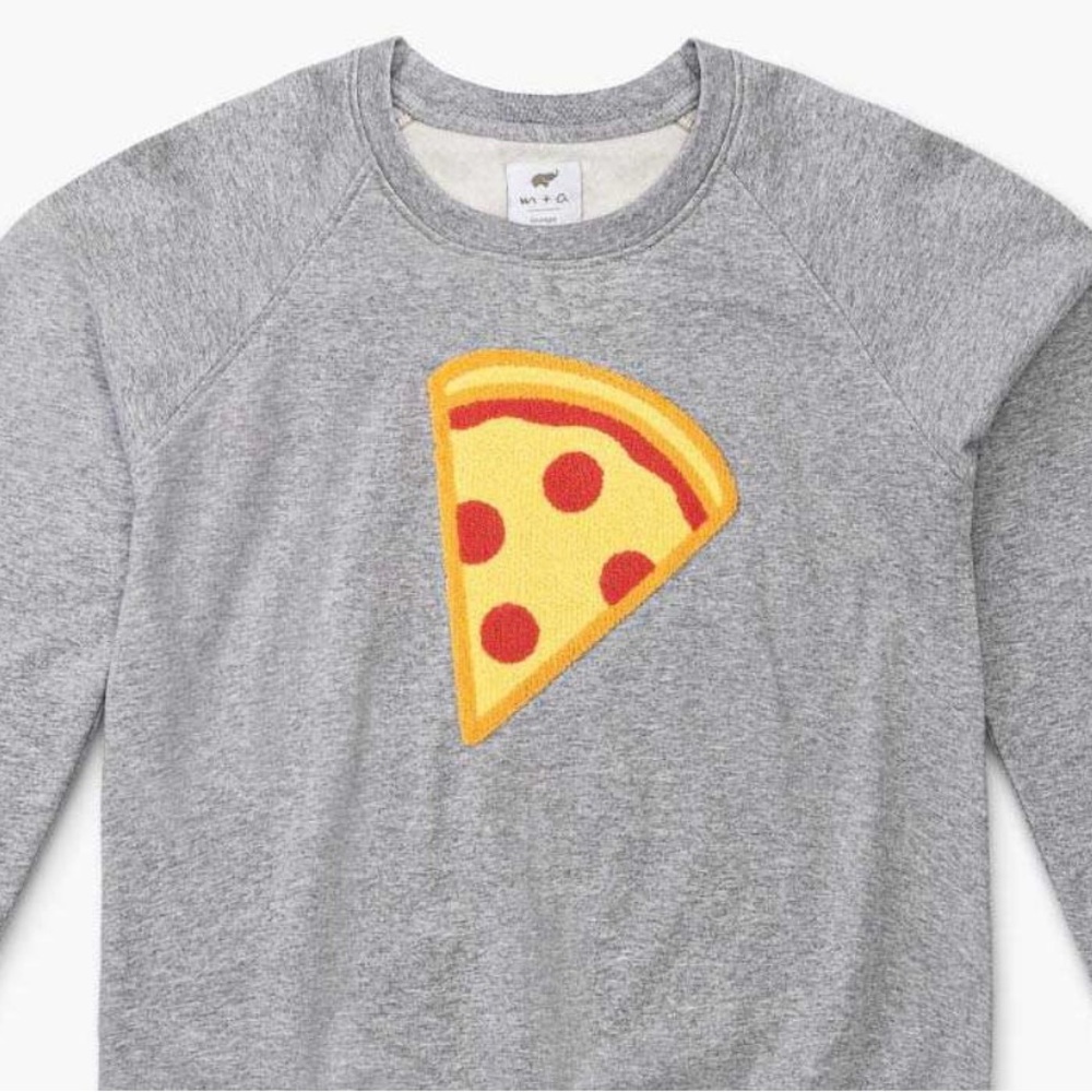 NWT Monica + Andy Adult Embroidered PIZZA Crewneck Sweatshirt Women’s Size M